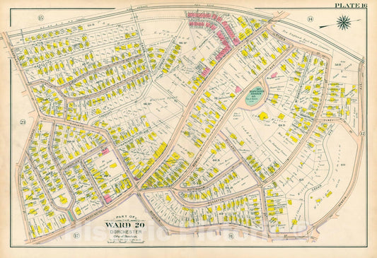 Historic Map : Atlas City of Boston, Vol. 5, Dorchester, 4th Ed., Dorchester 1904 Plate 016 , Vintage Wall Art