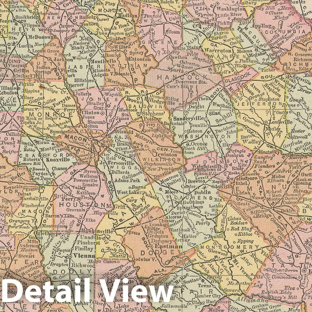 Historic Map : Georgia 1900 , Universal Atlas World , Vintage Wall Art