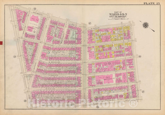 Historic Map : Atlas City of Boston: Boston Proper and Back Bay, Boston 1928 Plate 025 , Vintage Wall Art