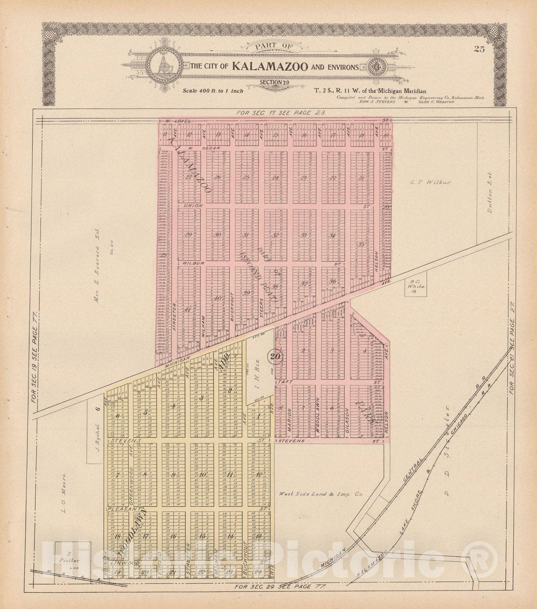 Historic Map : Kalamazoo 1910 , Standard Atlas of Kalamazoo County , v6, Vintage Wall Art