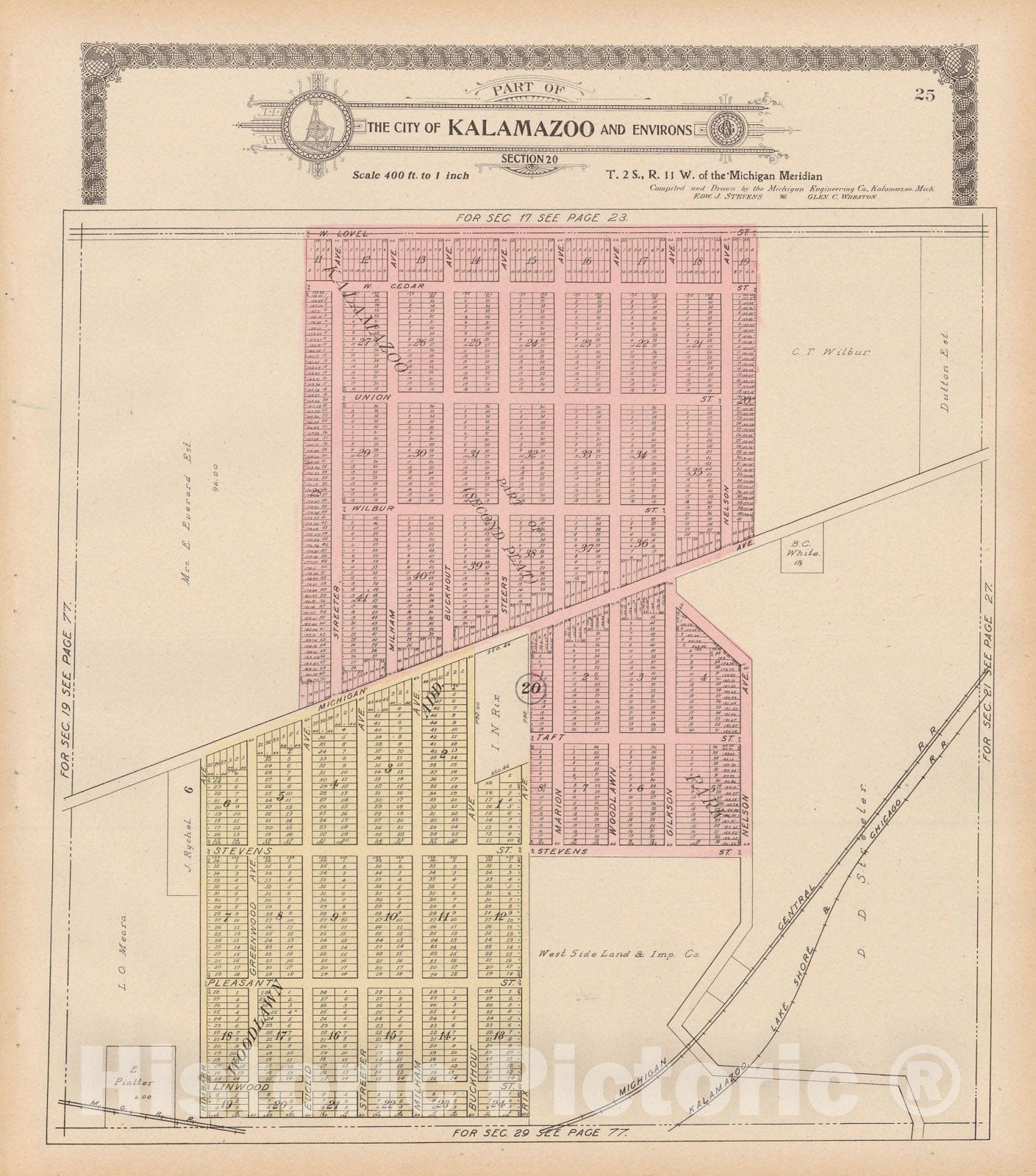Historic Map : Kalamazoo 1910 , Standard Atlas of Kalamazoo County , v6, Vintage Wall Art