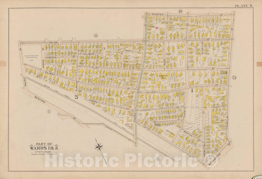 Historic Map : Atlas City of Somerville, Somerville 1895 Plate 009 , Vintage Wall Art