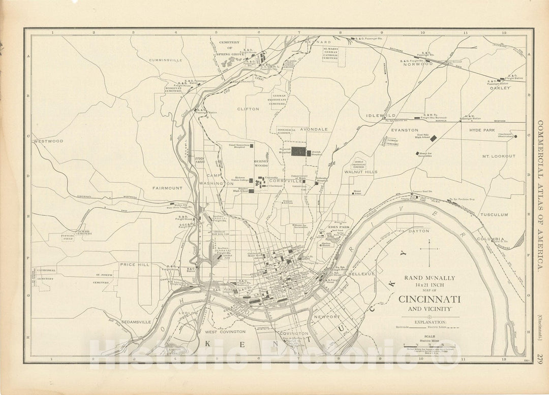 Historic Map : Commercial Atlas of America, 56th Edition, Cincinnati 1925 , Vintage Wall Art