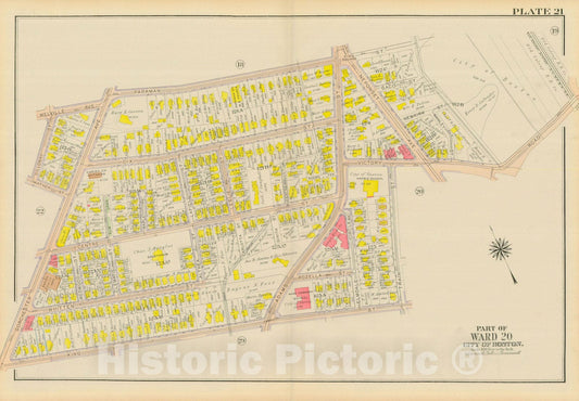 Historic Map : Atlas City of Boston, Dorchester, Dorchester 1918 Plate 021 , Vintage Wall Art