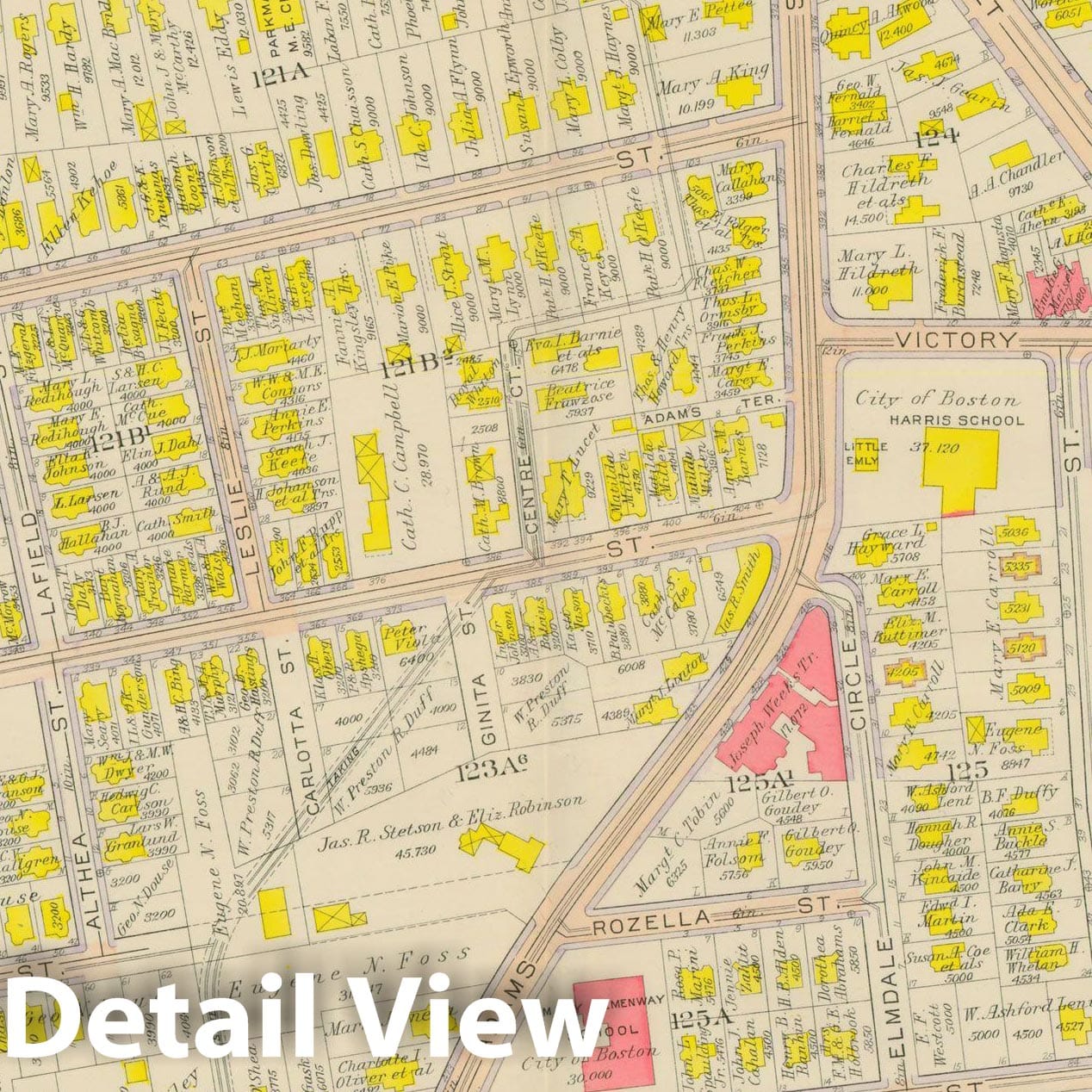 Historic Map : Atlas City of Boston, Dorchester, Dorchester 1918 Plate 021 , Vintage Wall Art