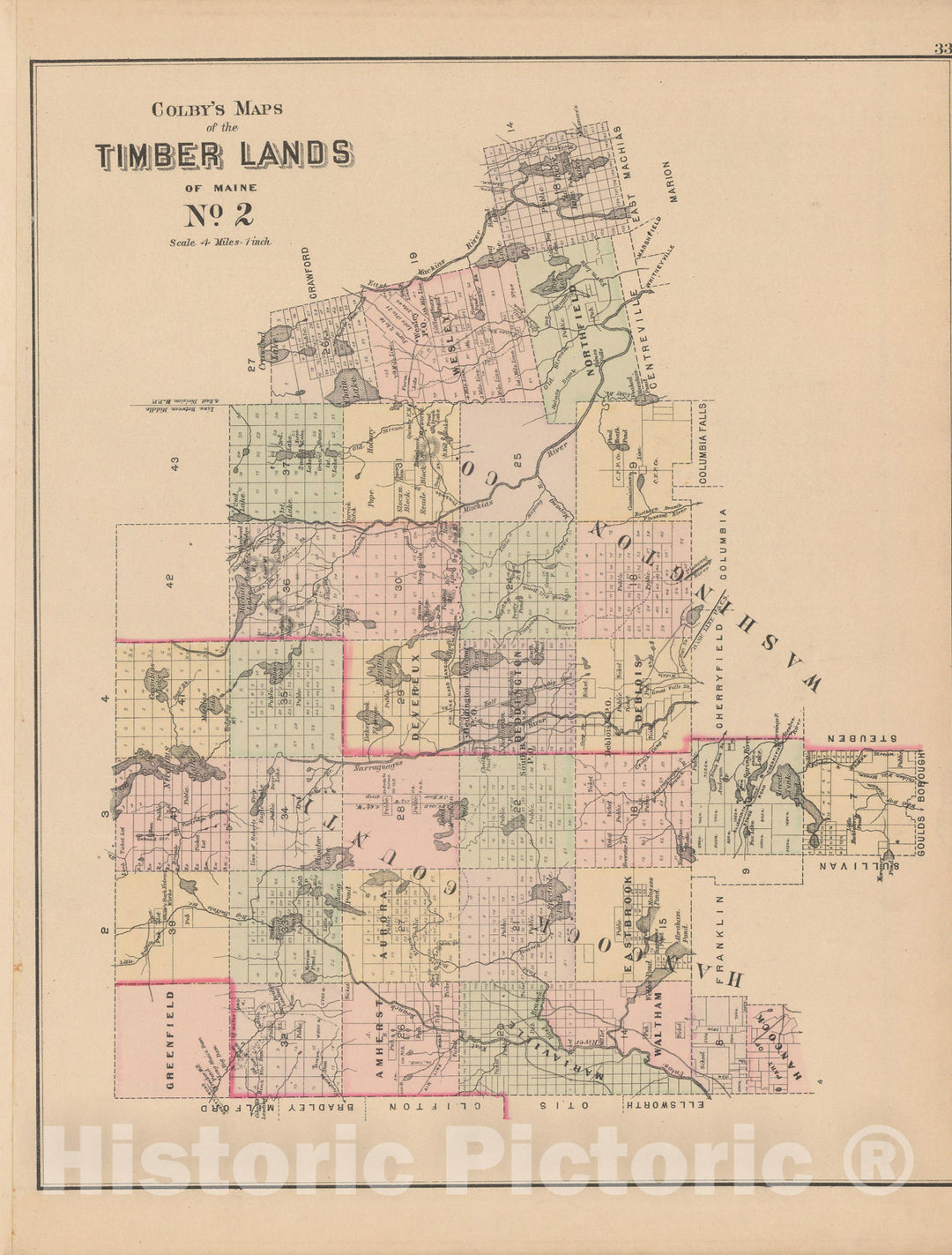 Historic Map : Atlas of Maine, Timberlands #2 1885 , Vintage Wall Art
