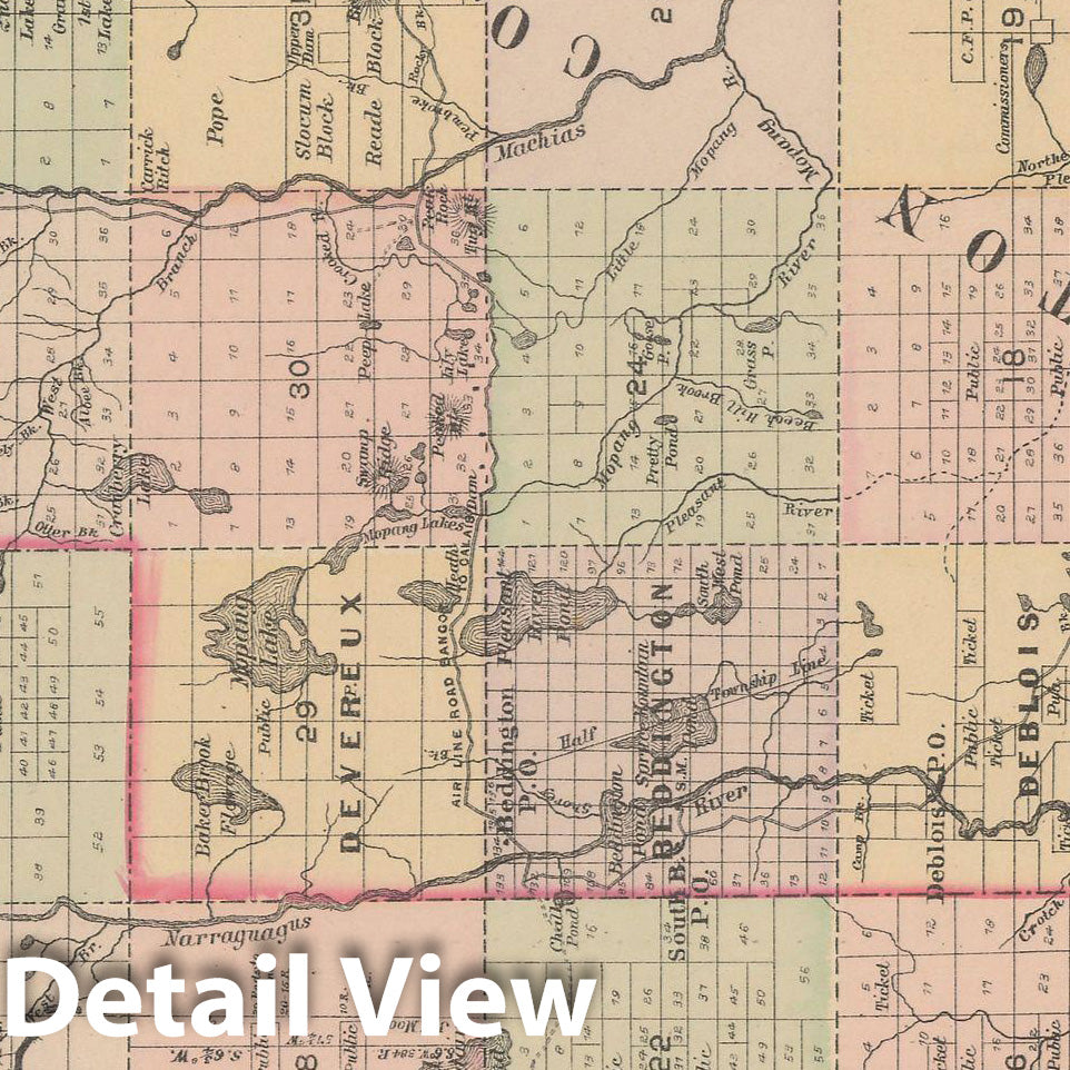 Historic Map : Atlas of Maine, Timberlands #2 1885 , Vintage Wall Art