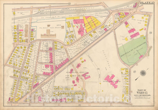 Historic Map : Atlas City of Boston, Roxbury, Roxbury 1915 Plate 025 , Vintage Wall Art