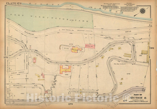 Historic Map : Land Book of the Borough of Manhattan, City of NY, Manhattan 1925 Plate 178 , Vintage Wall Art