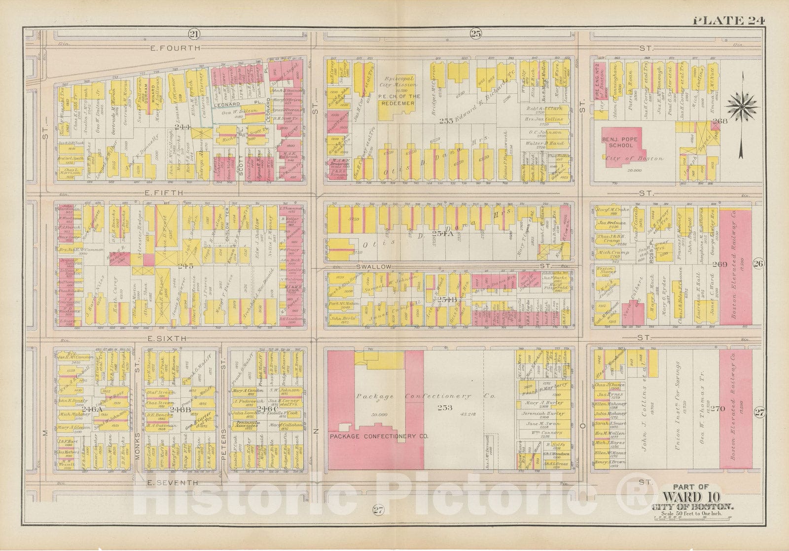 Historic Map : Atlas City of Boston: South Boston 1919 Plate 024 , Vintage Wall Art