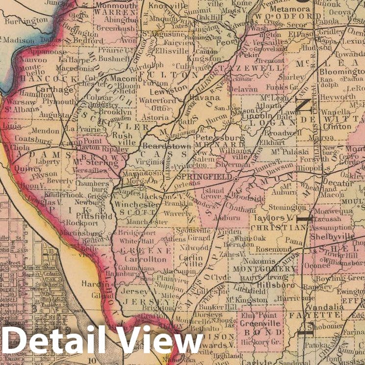 Historic Map : Illinois 1867 , New General Atlas , Vintage Wall Art
