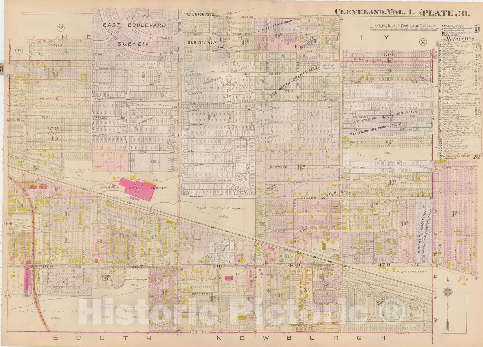 Historic Map : Plat Book of The City of Cleveland, Vol. One, 1912 Plate 031 , Vintage Wall Art