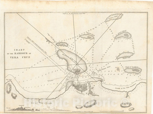 Historic Map : American Coast Pilot, Vera Cruz 1815 , Vintage Wall Art
