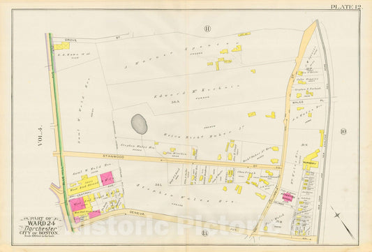Historic Map : Atlas City of Boston, Vol. 5, Dorchester, Dorchester 1889 Plate 012 , Vintage Wall Art