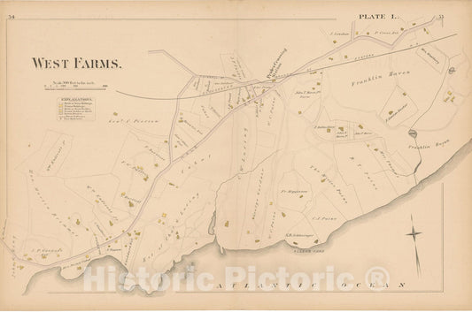 Historic Map : Atlas of Beverly, MA, Beverly 1880 Plate L , Vintage Wall Art