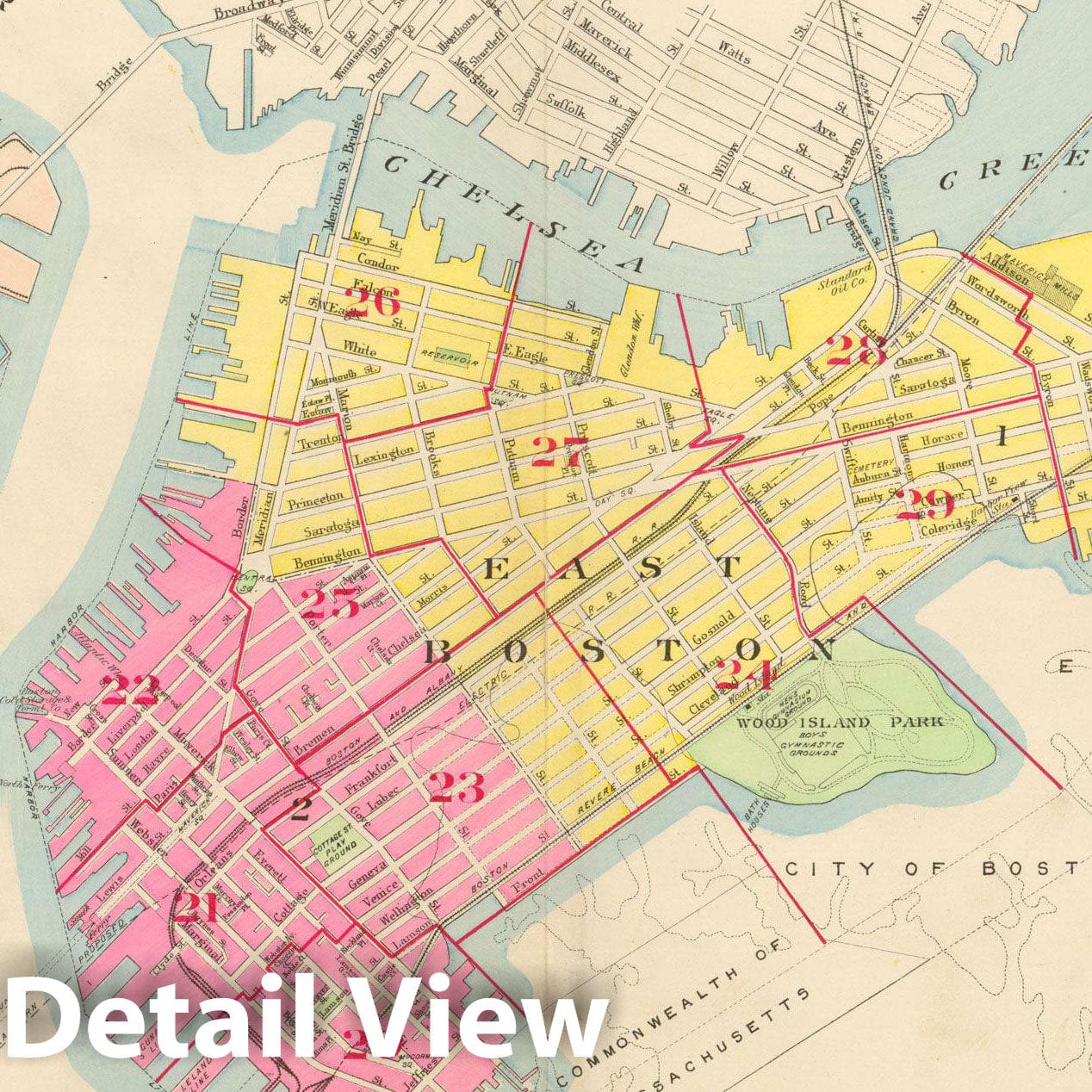 Historic Map : Atlas City of Boston: Charlestown and East Boston, Charlestown & East Boston 1912 Index Plate , Vintage Wall Art