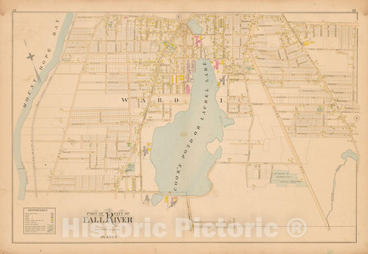 Historic Map : New Topographical Atlas of Surveys Bristol County Massachusetts, Fall River 1895 Plate 001 , Vintage Wall Art