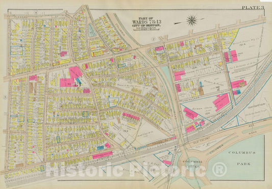 Historic Map : Atlas City of Boston, Dorchester, Dorchester 1933 Plate 003 , Vintage Wall Art