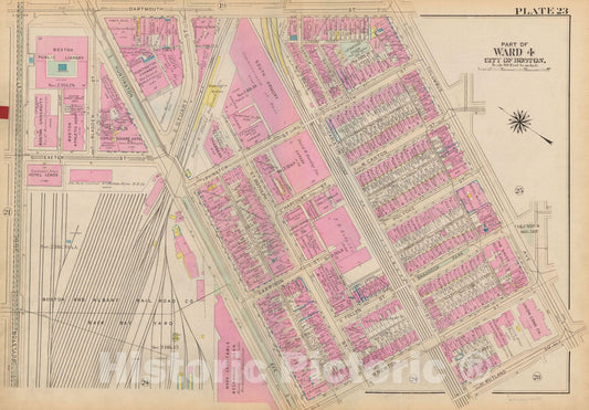 Historic Map : Atlas City of Boston: Boston Proper and Back Bay, Boston 1928 Plate 023 , Vintage Wall Art