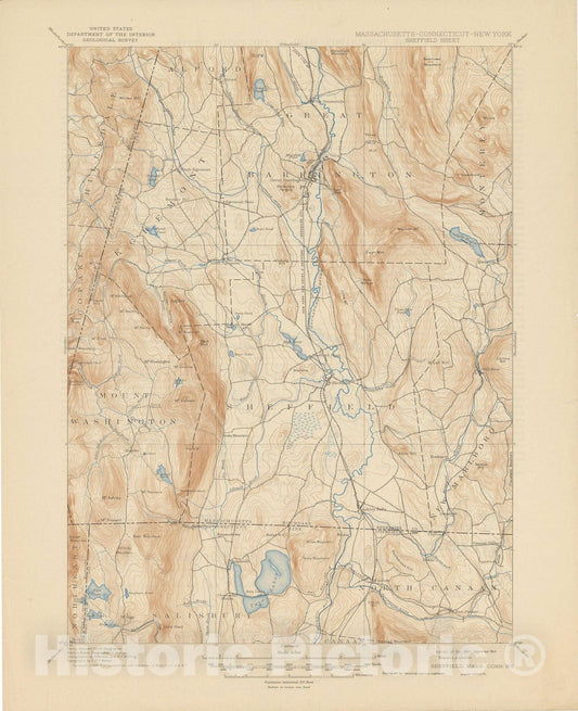 Historic Map : USGS 7.5 Minute Sheets and Quadrangles, Great Barrington 1946 Topographic Map , Vintage Wall Art