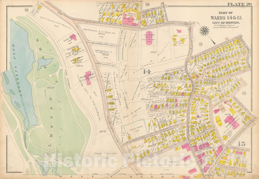Historic Map : Atlas City of Boston, Roxbury, Roxbury 1915 Plate 020 , Vintage Wall Art