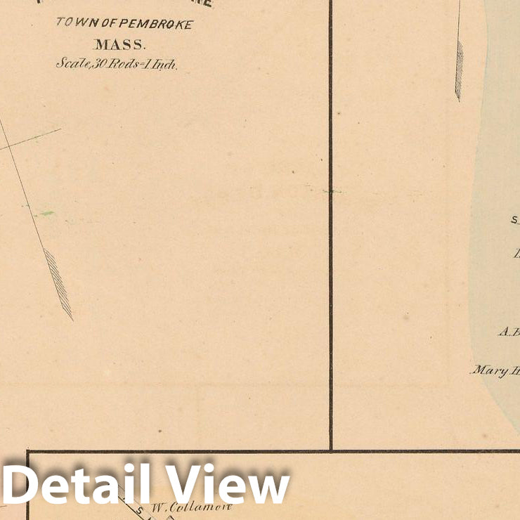 Historic Map : Atlas of Plymouth County Massachusetts, Hanover & Pembroke & Scituate 1879 , Vintage Wall Art