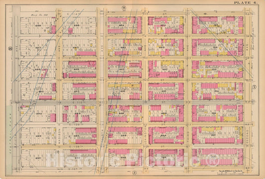 Historic Map : Atlas City of New York, Vol 2 ... 12th Ward, 2nd Ed., Manhattan 1884 Plate 006 , Vintage Wall Art