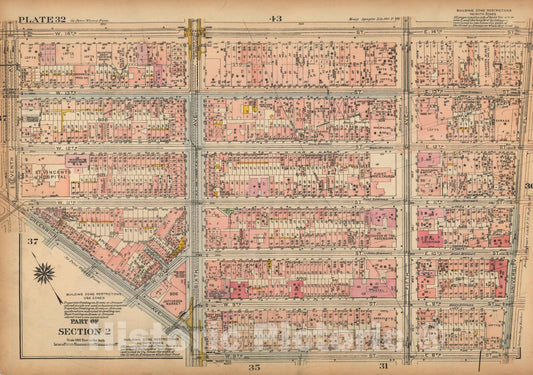 Historic Map : Land Book of the Borough of Manhattan, City of NY, Manhattan 1925 Plate 032 , Vintage Wall Art