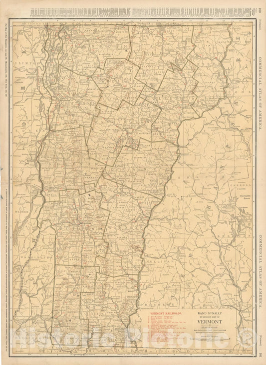 Historic Map : Vermont 1925 , Vintage Wall Art