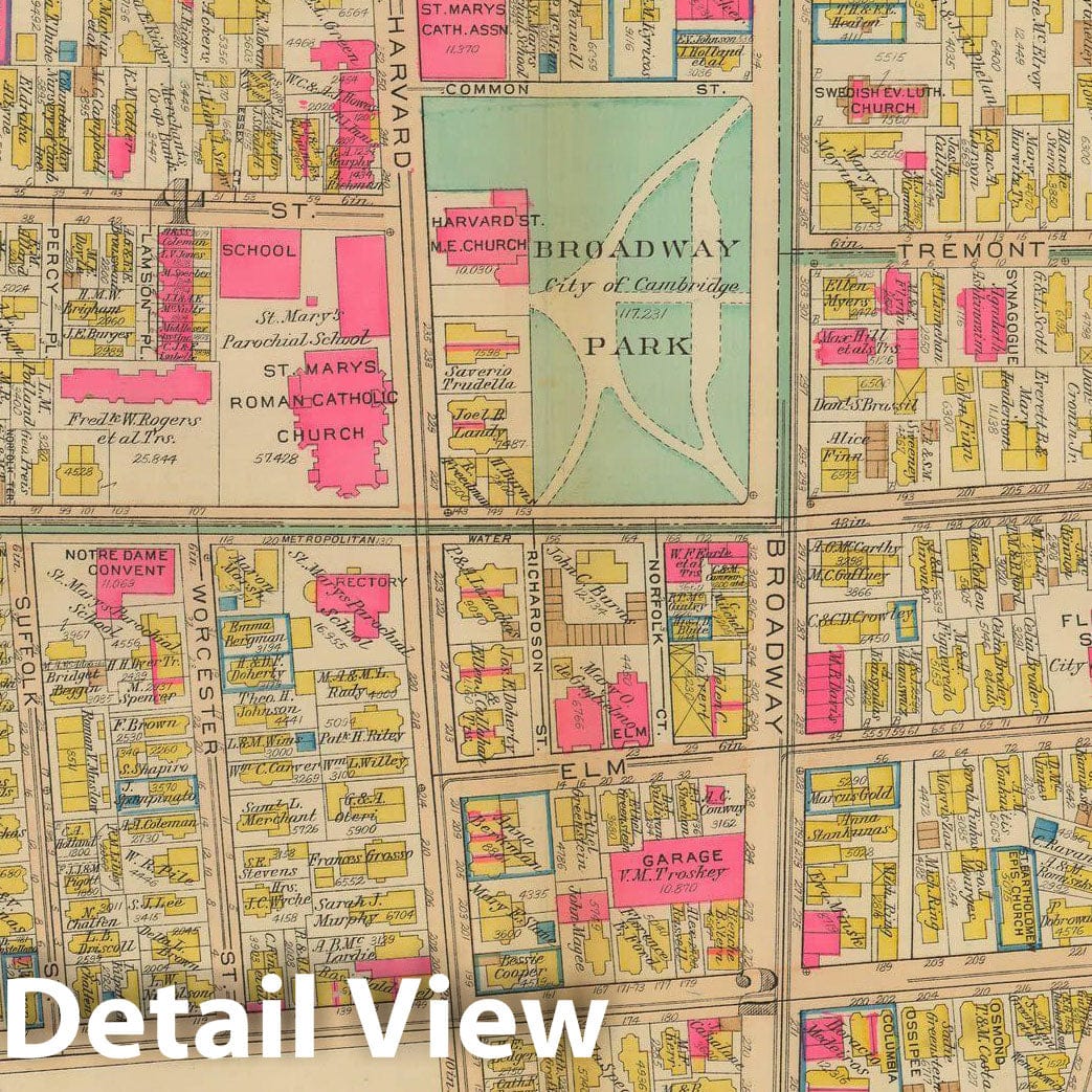 Historic Map : Atlas City of Cambridge, Massachusetts, Cambridge 1930 Plate 008 , Vintage Wall Art