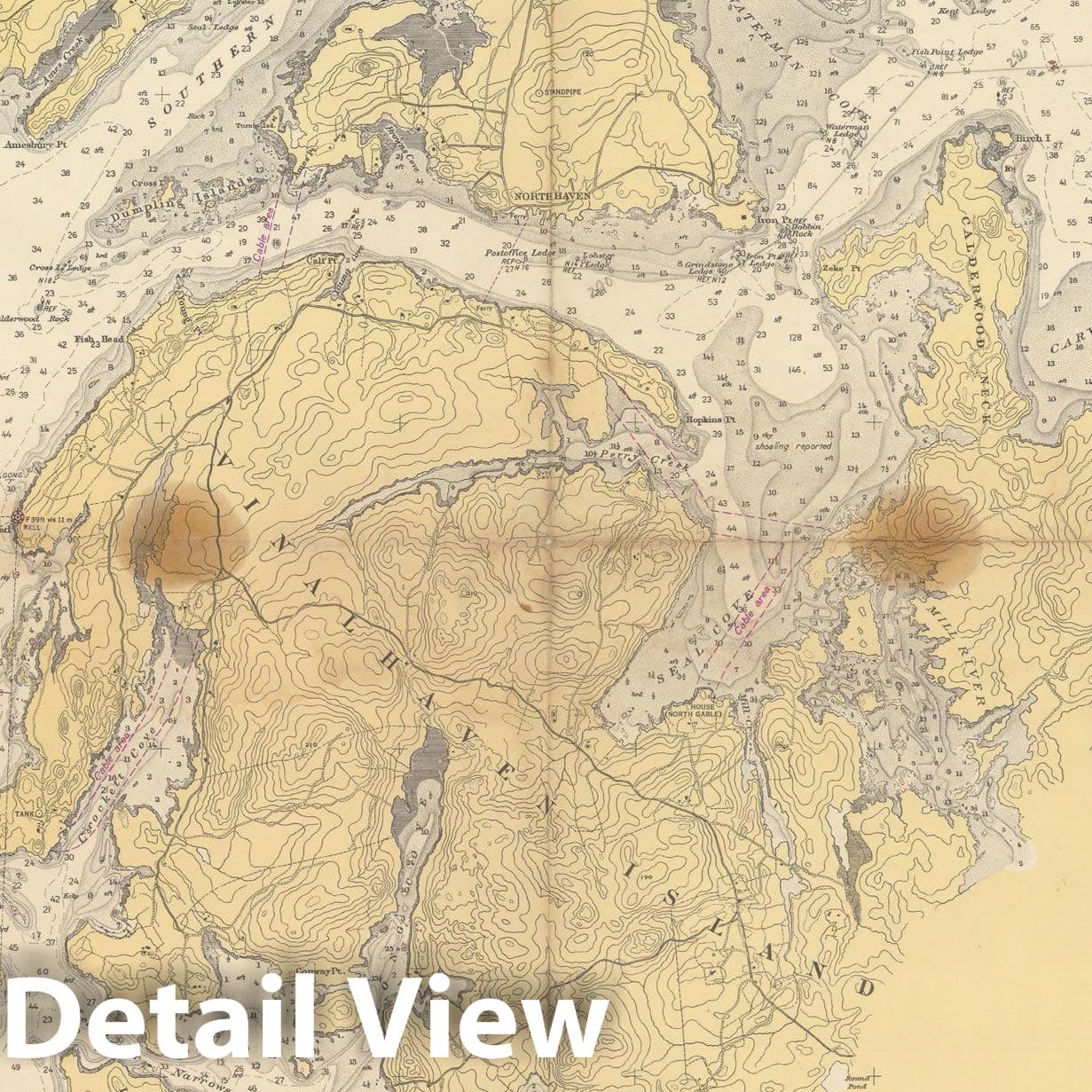 Historic Map : Vinalhaven, 1914 Topographic Map , Vintage Wall Art