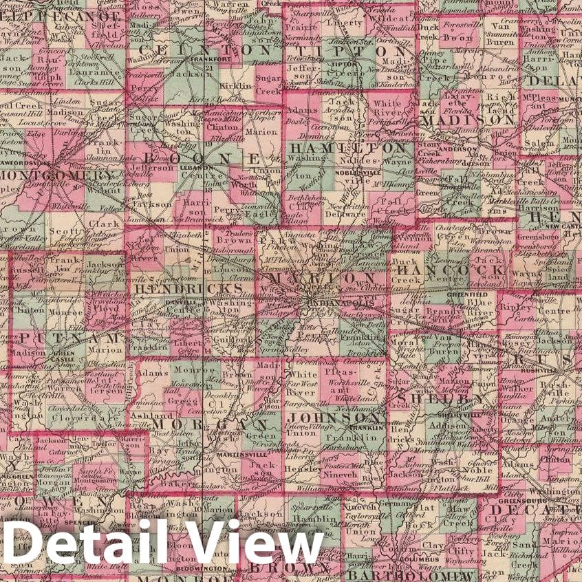 Historic Map : Indiana 1873 , Family Atlas World , Vintage Wall Art