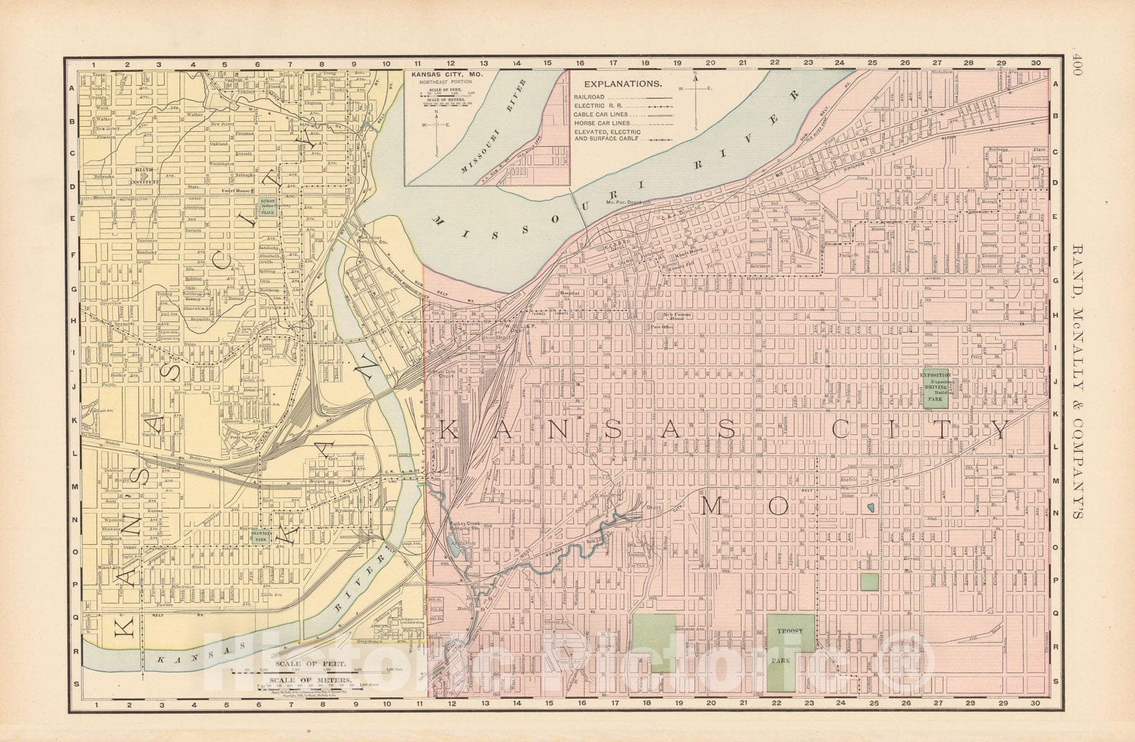 Historic Map : Kansas City 1891 , Rand McNally's Atlas World , Vintage Wall Art