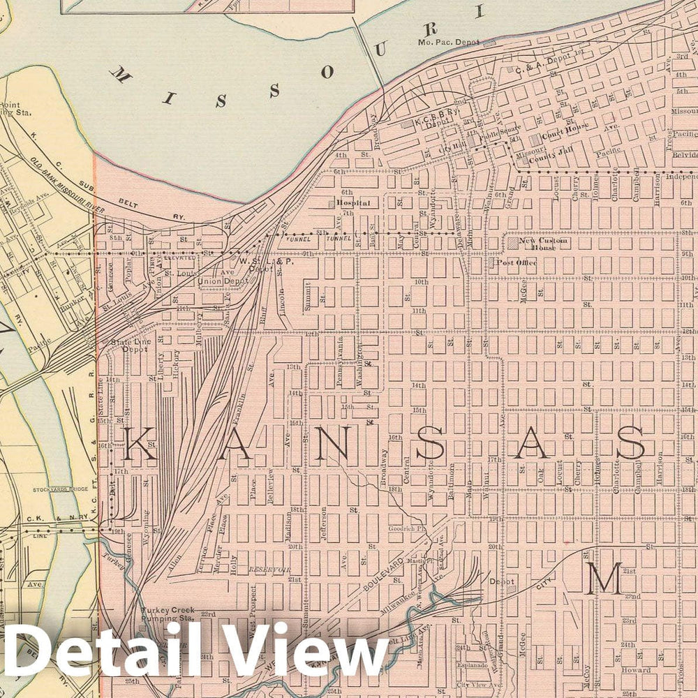 Historic Map : Kansas City 1891 , Rand McNally's Atlas World , Vintage Wall Art