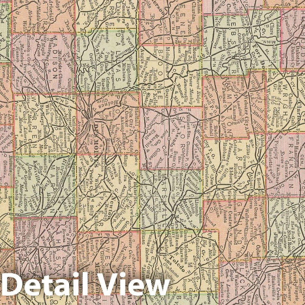 Historic Map : Iowa 1900 , Universal Atlas World , Vintage Wall Art