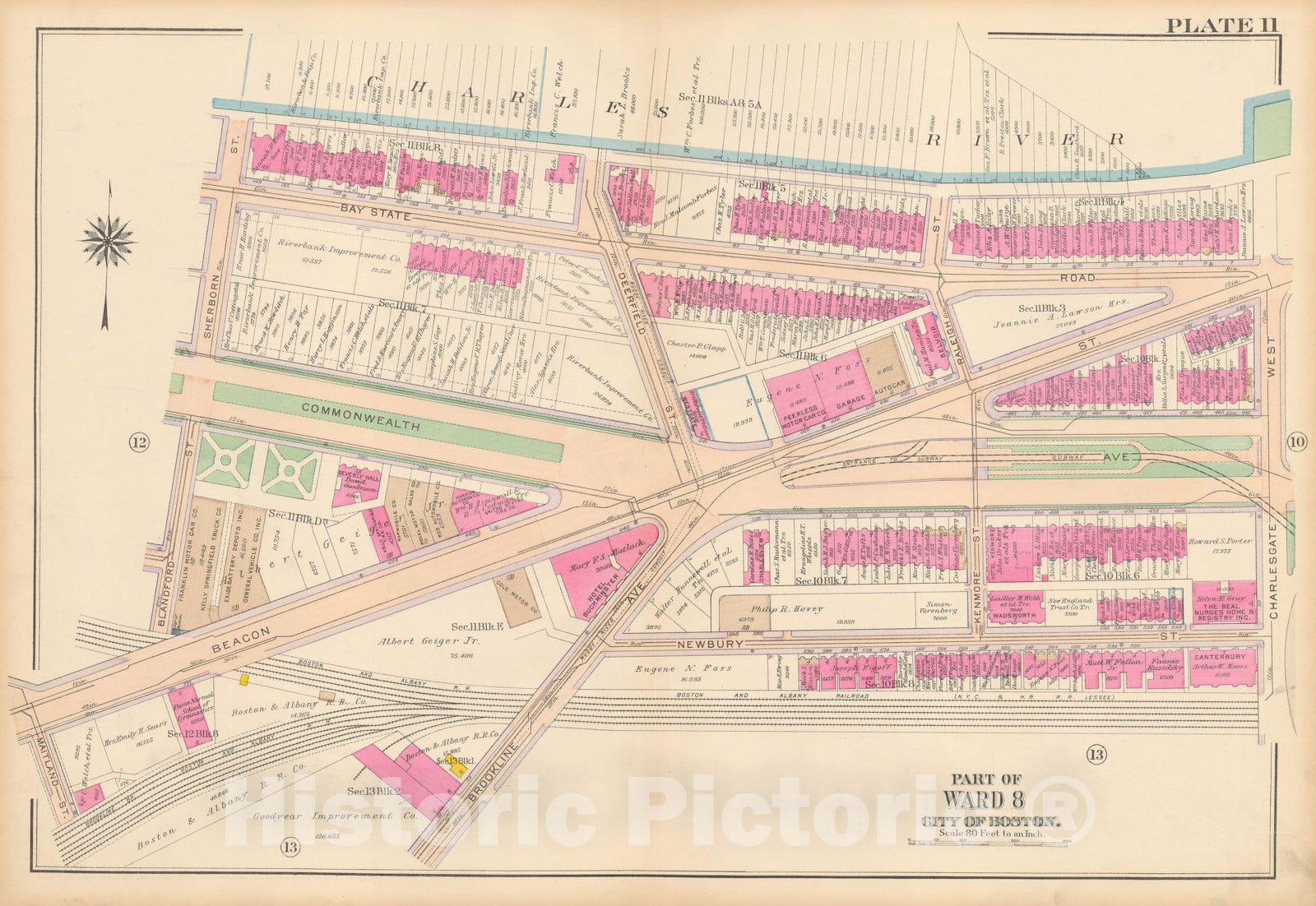 Historic Map : Atlas City of Boston, Roxbury, Roxbury 1915 Plate 011 , Vintage Wall Art