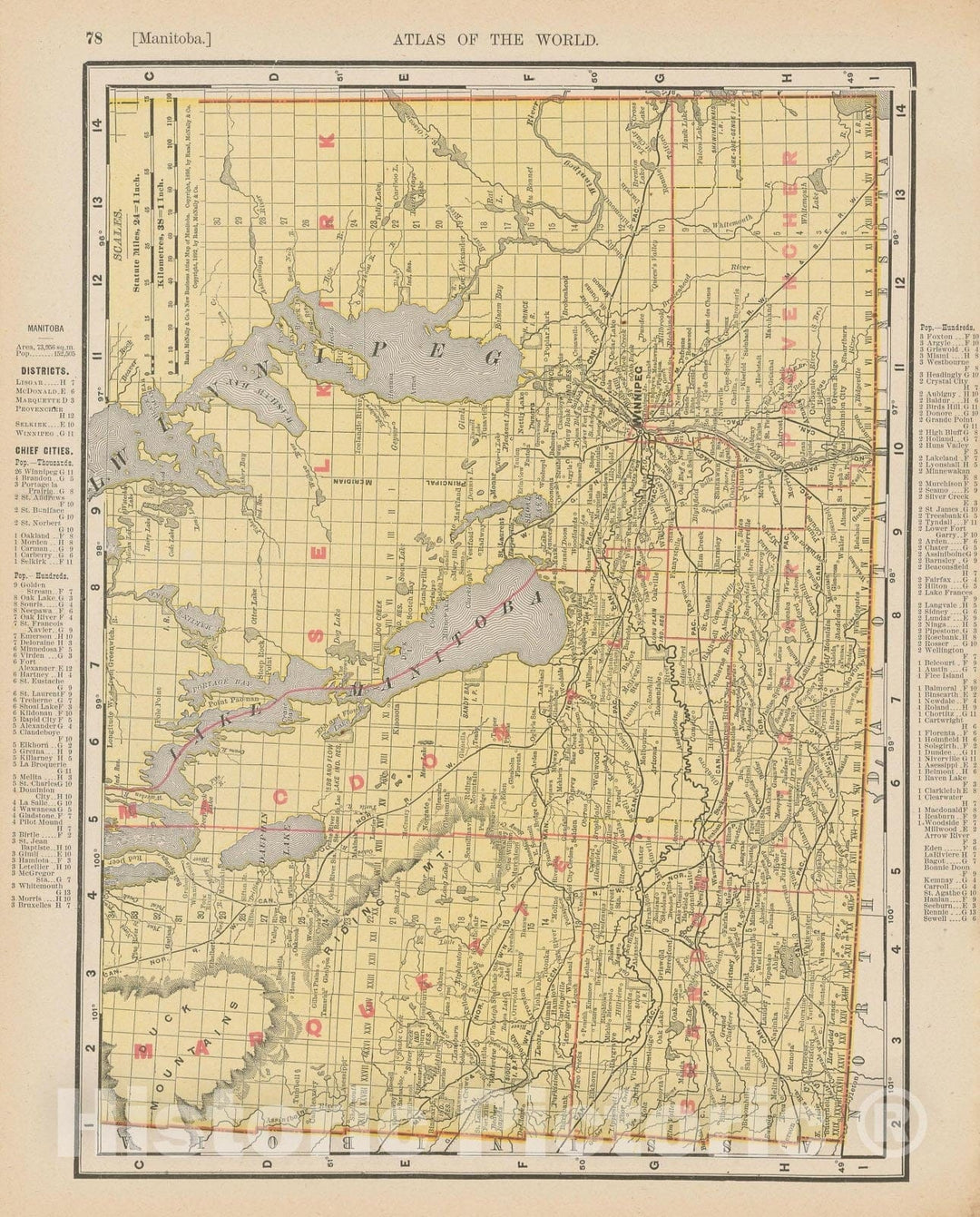 Historic Map : Manitoba 1900 , Universal Atlas World , Vintage Wall Art