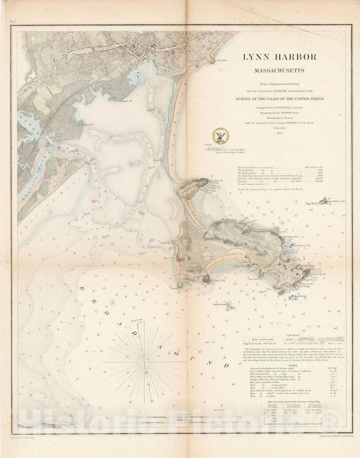 Historic Map : Lynn & Nahant 1859 Topographic Map , Vintage Wall Art