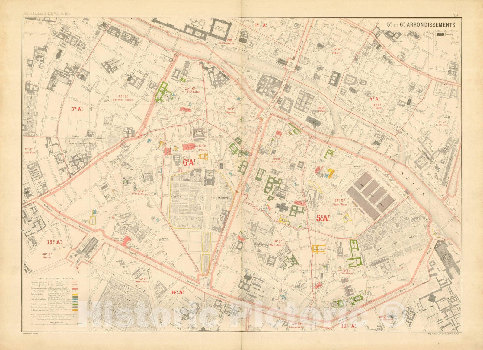 Historic Map : Atlas Administratif de la Ville de Paris, Paris 1821 Plate 003 , Vintage Wall Art