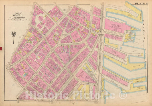 Historic Map : Atlas City of Boston: Boston Proper and Back Bay, Boston 1928 Plate 008 , Vintage Wall Art