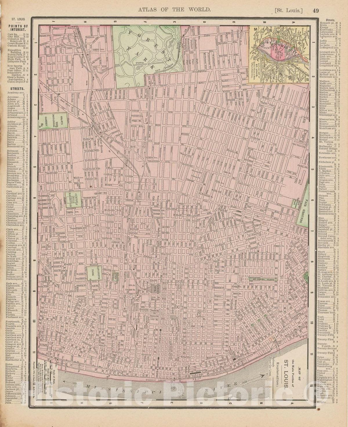 Historic Map : Saint Louis 1900 , Universal Atlas World , Vintage Wall Art