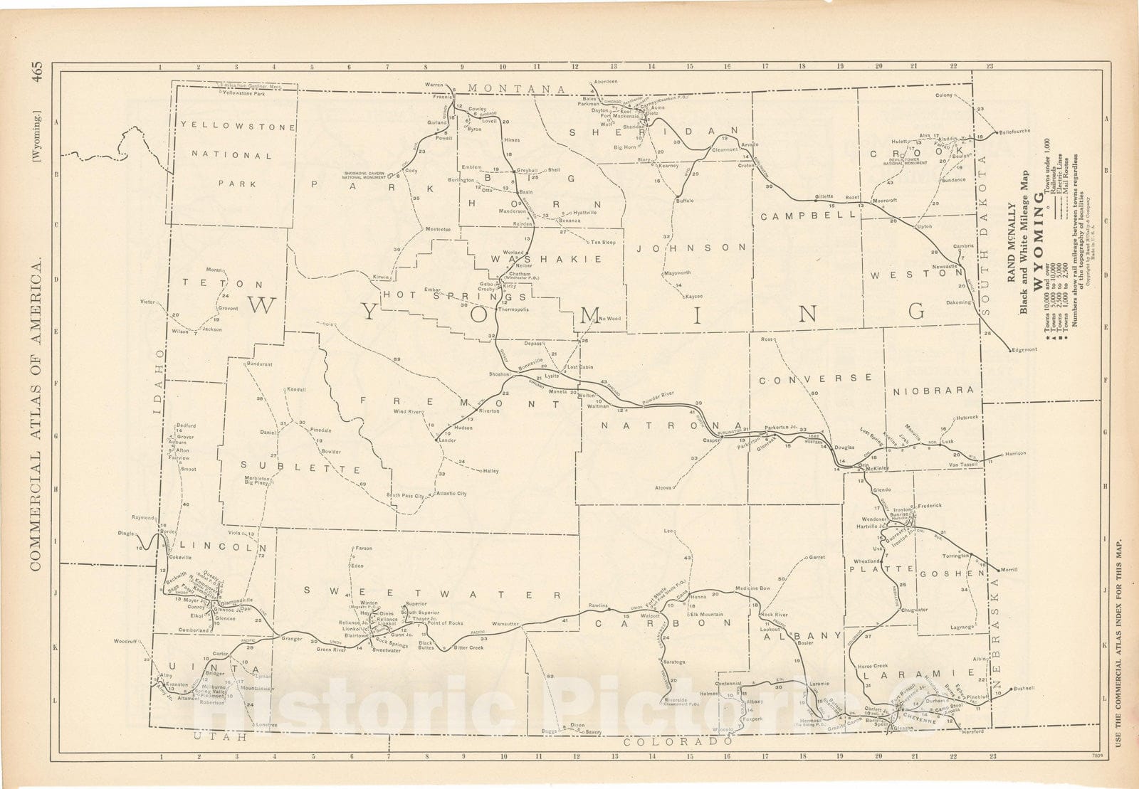 Historic Map : Wyoming 1925 , Commercial Atlas of America 56th Edition , Vintage Wall Art