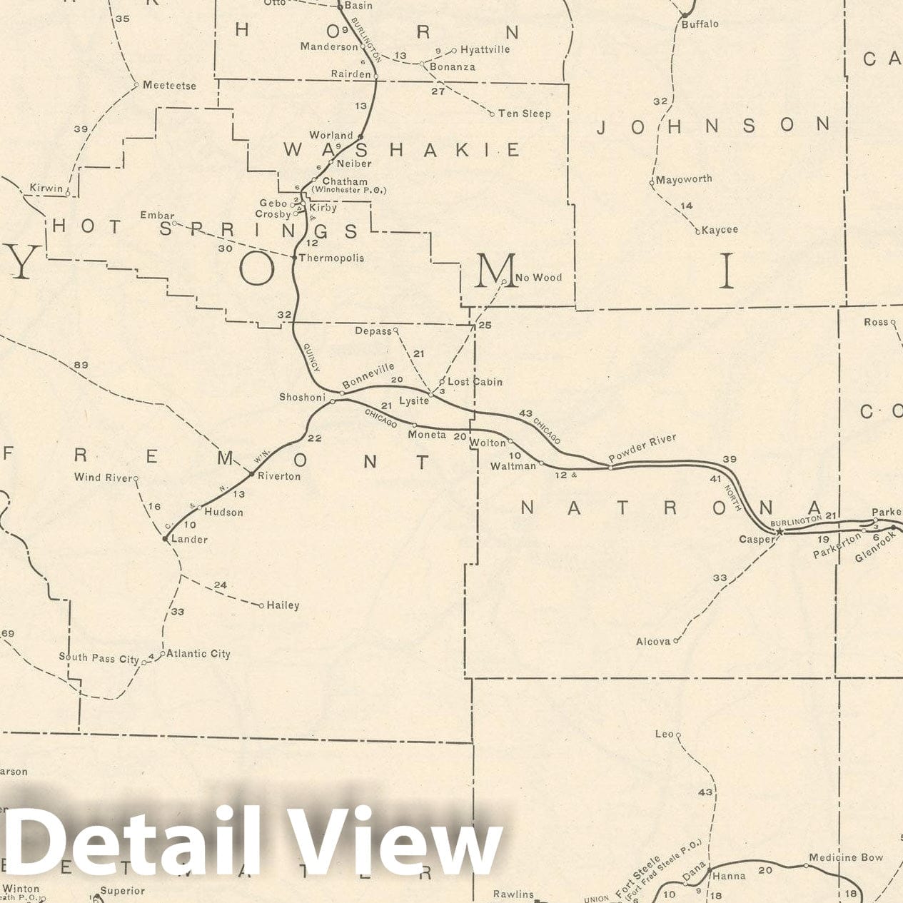 Historic Map : Wyoming 1925 , Commercial Atlas of America 56th Edition , Vintage Wall Art