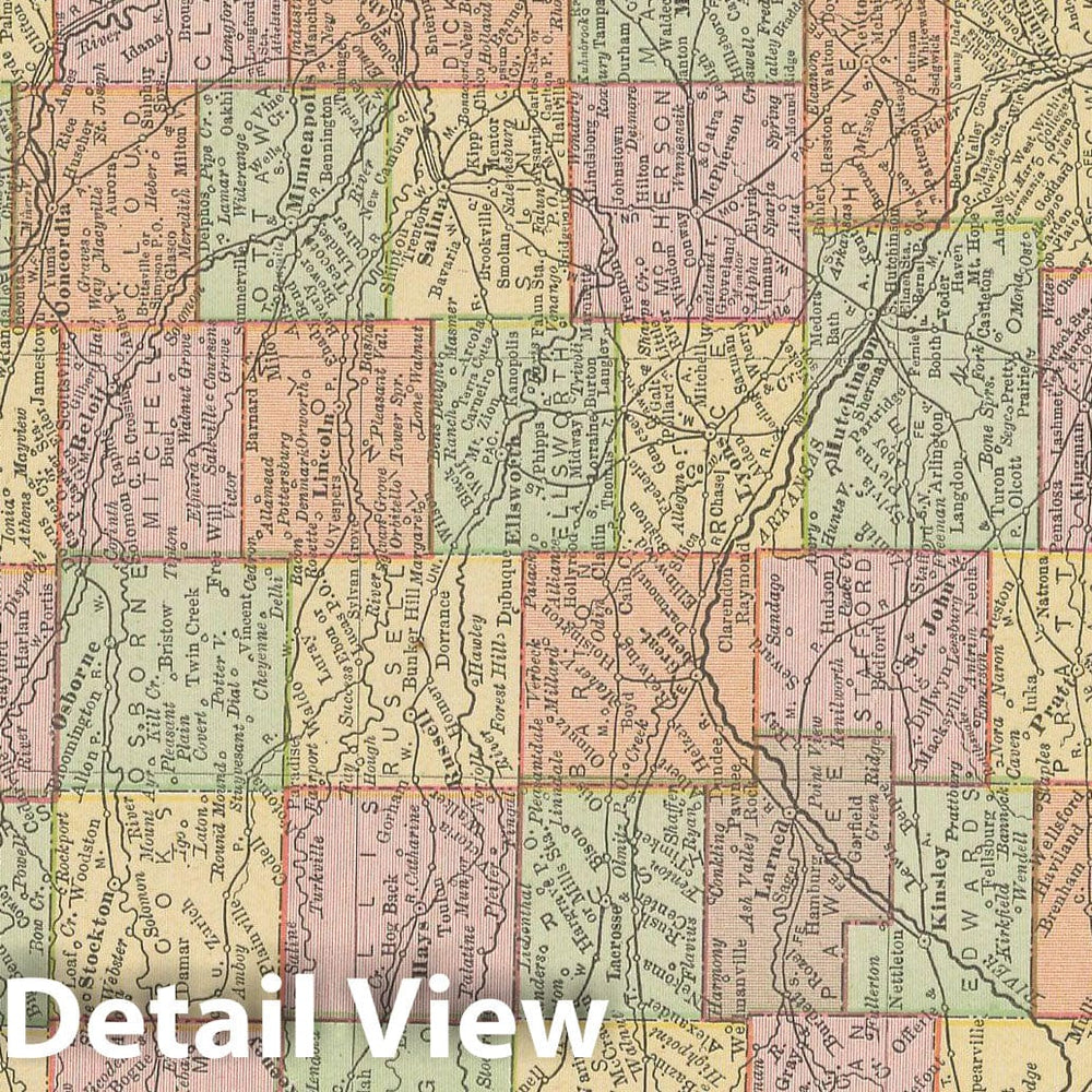 Historic Map : Kansas 1900 , Universal Atlas World , Vintage Wall Art
