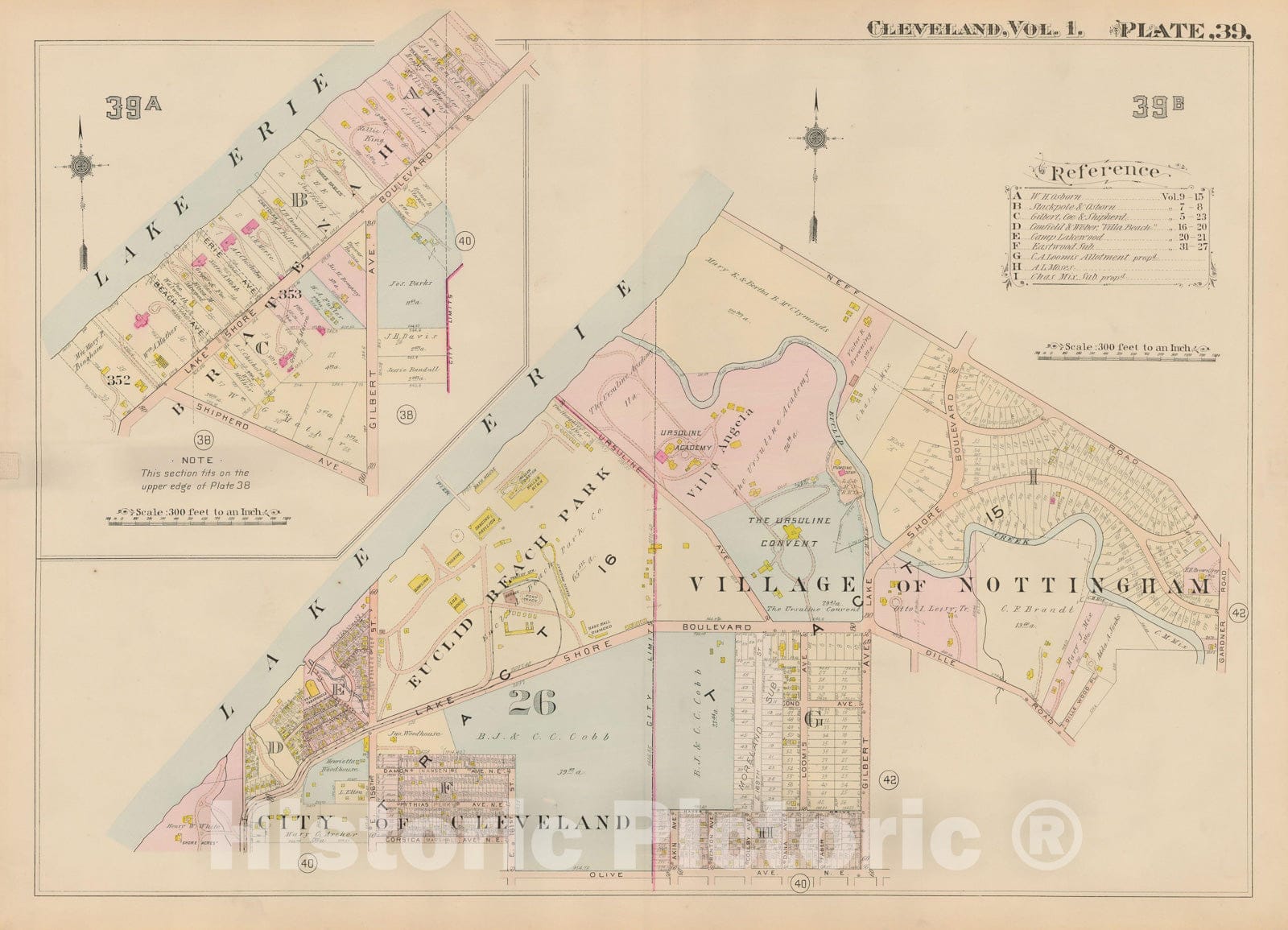 Historic Map : Plat Book of The City of Cleveland, Vol. One, 1912 Plate 039 , Vintage Wall Art