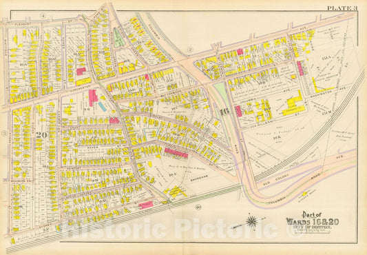 Historic Map : Atlas City of Boston, Dorchester, Dorchester 1910 Plate 003 , Vintage Wall Art