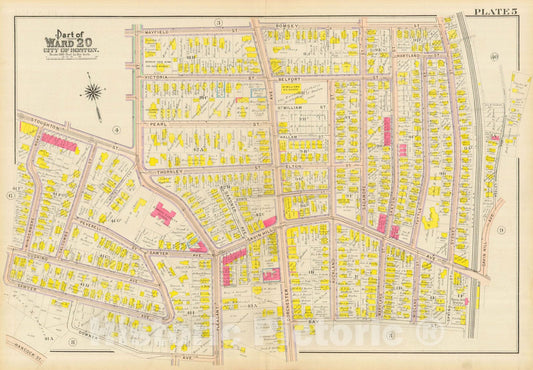 Historic Map : Atlas City of Boston, Dorchester, Dorchester 1910 Plate 005 , Vintage Wall Art