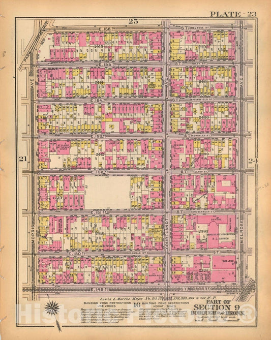 Historic Map : Borough of The Bronx, Sections 9-13, The Bronx 1928 Plate 023 , Vintage Wall Art