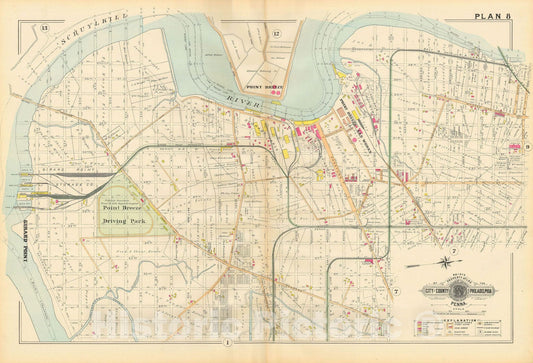 Historic Map : Baist's Property Atlas of Philadelphia, Philadelphia 1895 Plate 008 , Vintage Wall Art