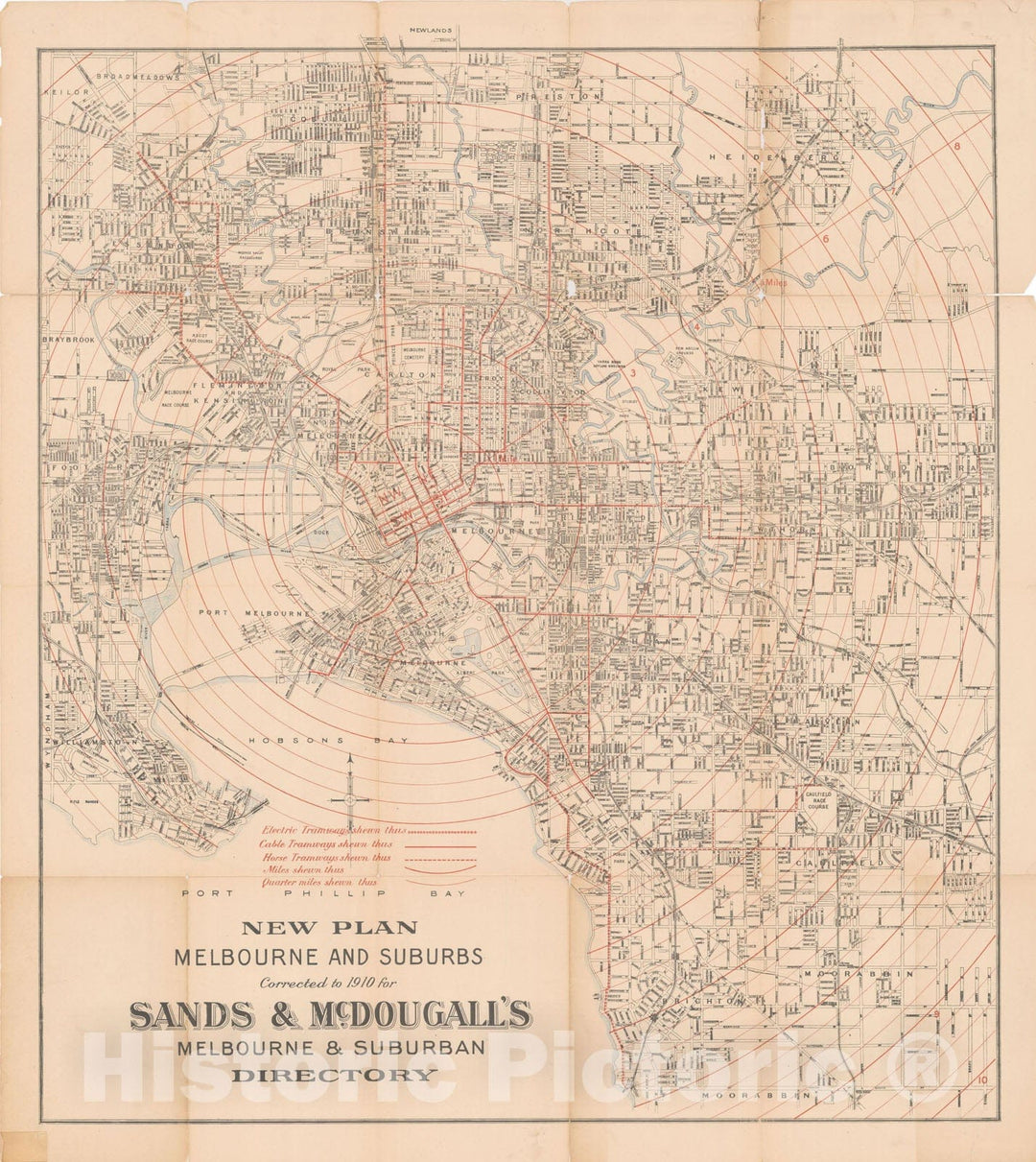 Historic Map : Melbourne 1910 , Vintage Wall Art